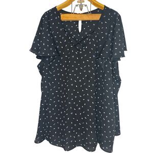 Torrid Black Confetti Crisscross Georgette Office, Business Blouse Sz: 4